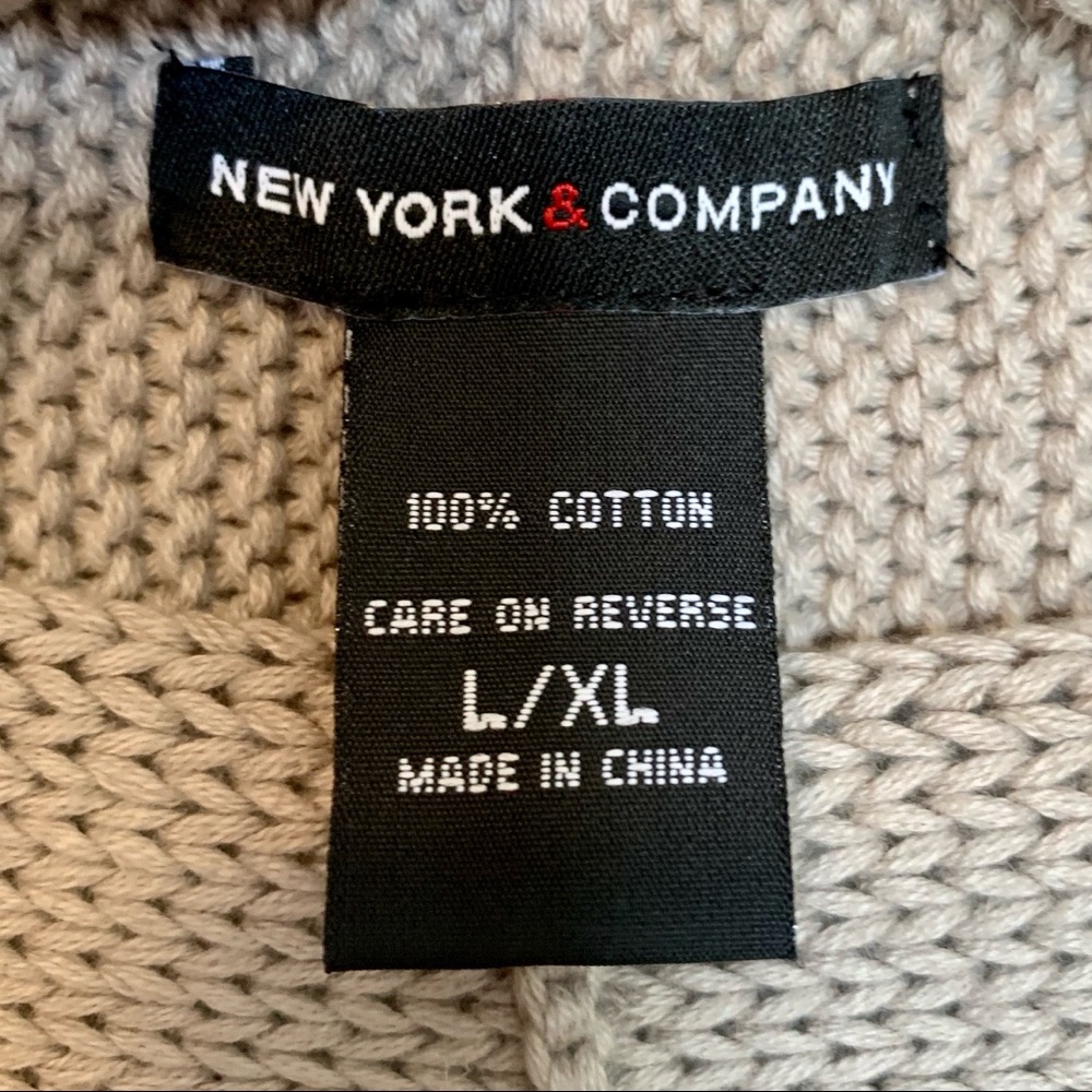 🆕 NY & CO Neutral Chunky Knit Cocoon Kimono Cardi - Picture 7 of 7